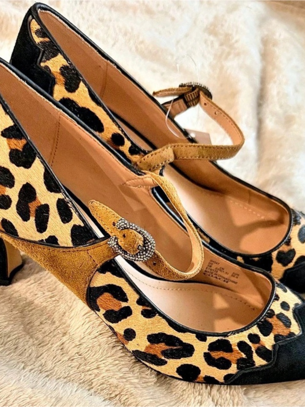 COACH G4547 Leopard Calf Hair Heels in Brown & Black US 5B NWT